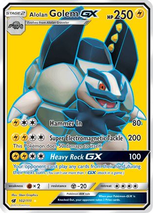 Alolan Golem GX (Full Art) (102)/111 Ultra Rare Holofoil