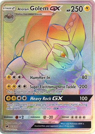 Alolan Golem GX (Secret) (113)/111 Secret Rare Holofoil