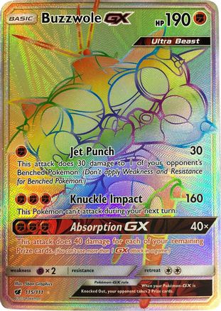Buzzwole GX (Secret) (115)/111 Secret Rare Holofoil