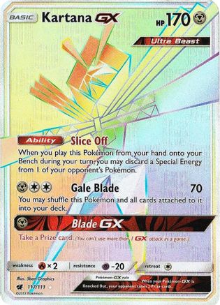 Kartana GX (Secret) (117)/111 Secret Rare Holofoil