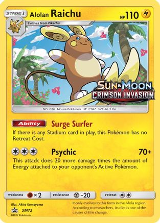 Alolan Raichu - SM72 (Prerelease) (SM72)/248 Promo Holofoil