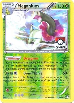 Meganium - 3/122 (Pokemon League) (3) Promo Reverse Holofoil