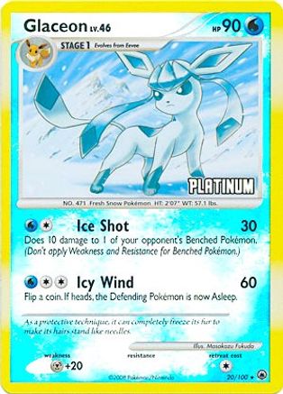 Glaceon - 20/100 [Platinum] (20) Reverse Holofoil Burger King Promo