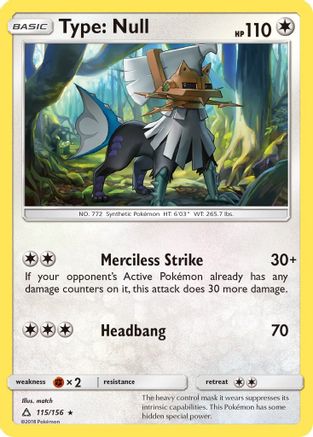 Type: Null (115)/156 Rare Reverse Holofoil