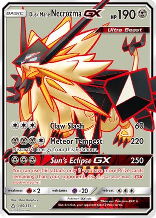 Dusk Mane Necrozma GX (Full Art) (145)/156 Ultra Rare Holofoil