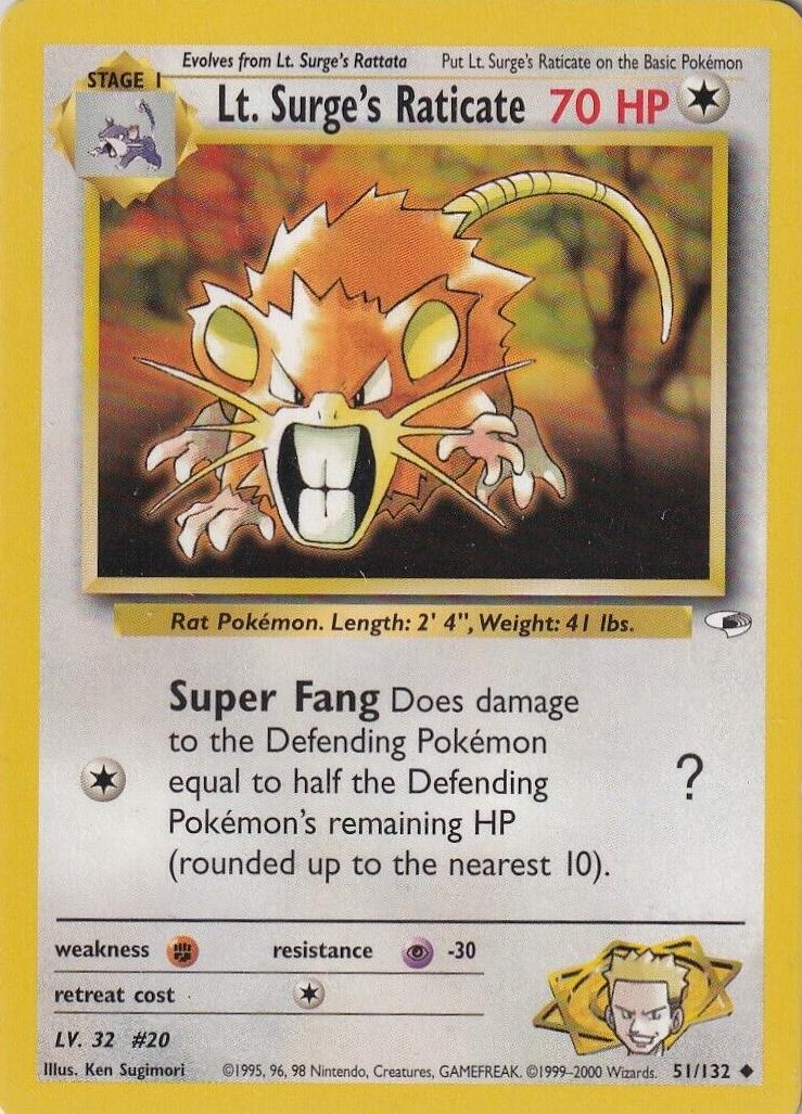 Lt. Surge's Raticate (51)/132 Uncommon Unlimited