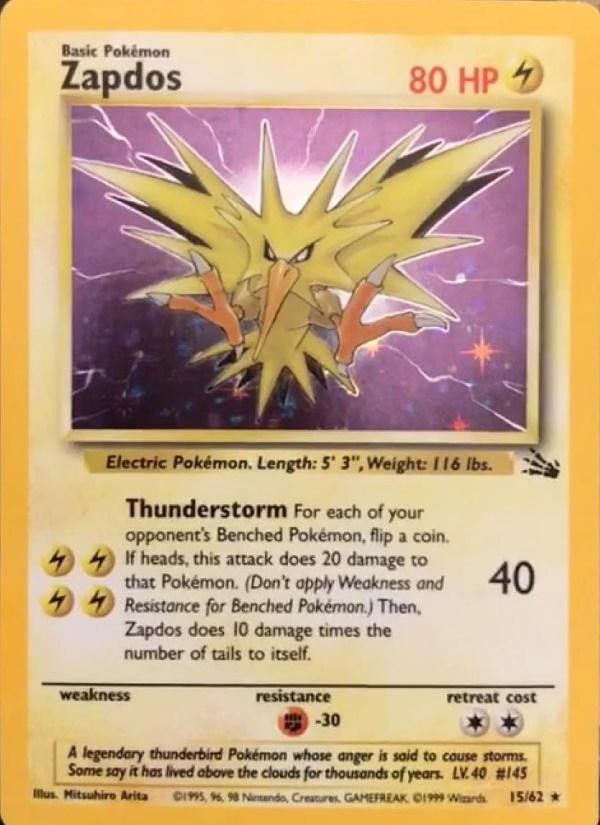 Zapdos (15) (15)/62 Holo Rare Unlimited Holofoil