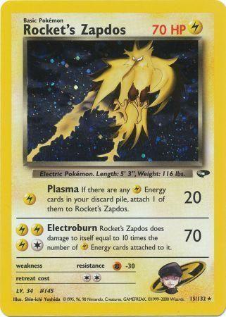 Rocket's Zapdos (15)/132 Holo Rare Unlimited Holofoil