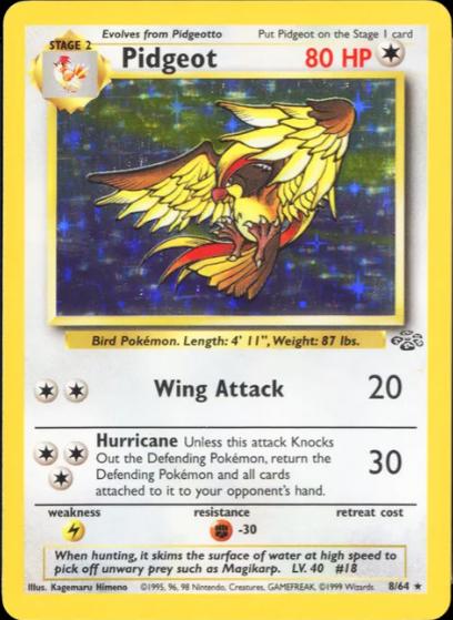 Pidgeot (8) (8)/64 Holo Rare Unlimited Holofoil