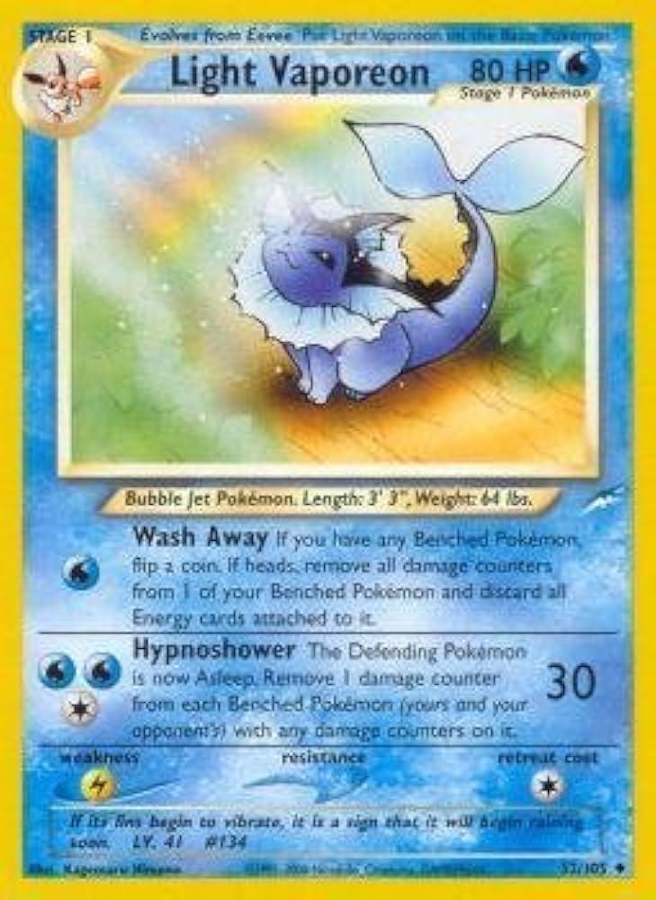 Light Vaporeon (52)/105 Uncommon Unlimited