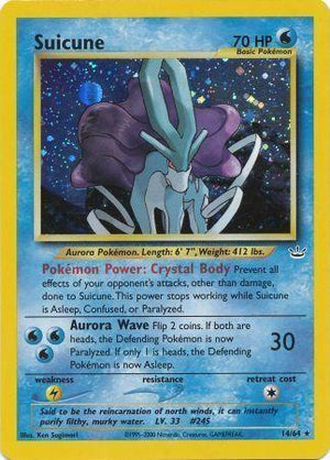 Moderately Played Suicune 14/64 Holo Rare Unlimited Holofoil (Cabinet-MP)
