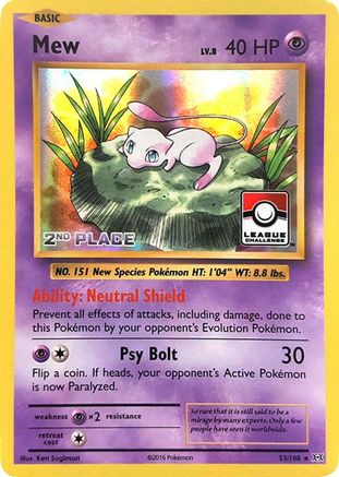 Mew - 53/108 (League Challenge) [2nd Place] (53) Promo Holofoil