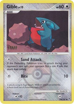 Gible - 106/147 (Championship Promo) [Staff] (106) Promo Reverse Holofoil