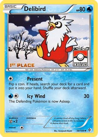 Delibird - 38/149 (Pokemon League) [1st Place] (38) Promo Reverse Holofoil