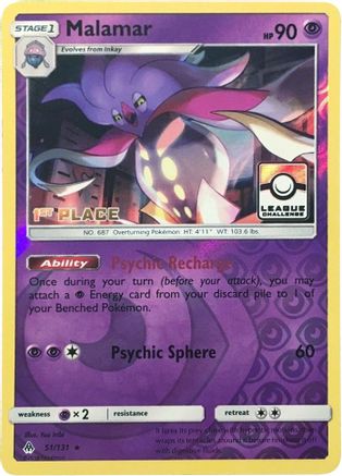 Malamar - 51/131 (League Challenge) [1st Place] (51) Promo Reverse Holofoil