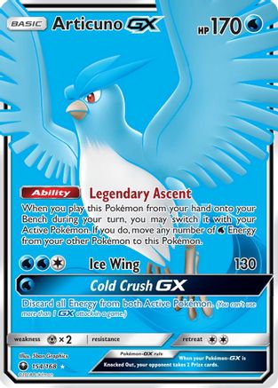 Articuno GX (Full Art) (154)/168 Ultra Rare Holofoil