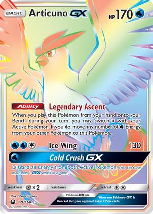 Articuno GX (Secret) (171)/168 Secret Rare Holofoil