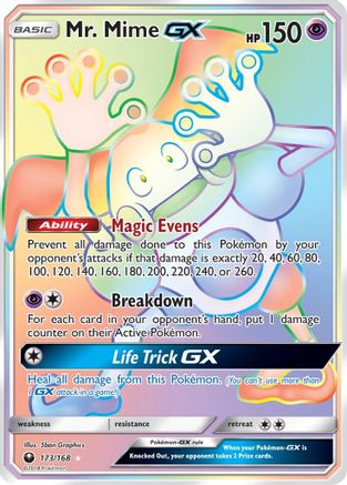 Mr. Mime GX (Secret) (173)/168 Secret Rare Holofoil