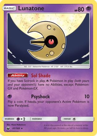 Lunatone (61)/168 Holo Rare Reverse Holofoil