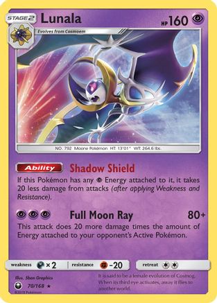 Lunala (70)/168 Holo Rare Reverse Holofoil