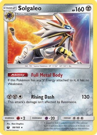 Solgaleo (99)/168 Holo Rare Reverse Holofoil