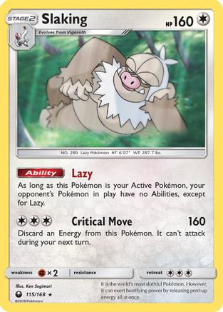 Slaking (115)/168 Holo Rare Reverse Holofoil