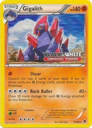 Gigalith 53/98 (Prerelease) [Staff] (53) Promo Holofoil
