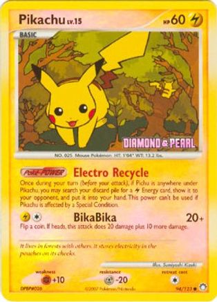 Pikachu - 94/123 (Diamond & Pearl) (94) Promo Reverse Holofoil