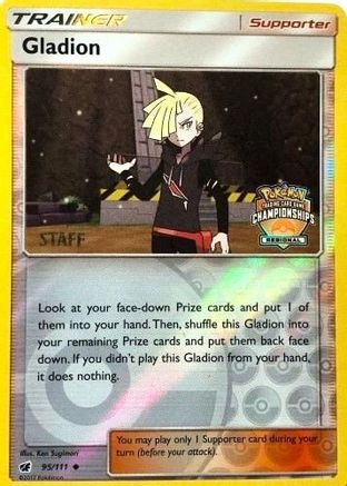 Gladion - 95/111 (Regional Championships) [Staff] (95) Promo Reverse Holofoil