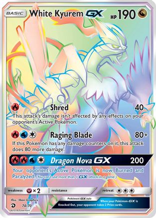 White Kyurem GX (Secret) (74)/70 Secret Rare Holofoil