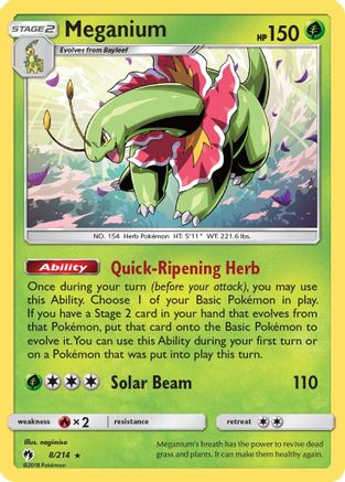Meganium (8)/214 Holo Rare Reverse Holofoil