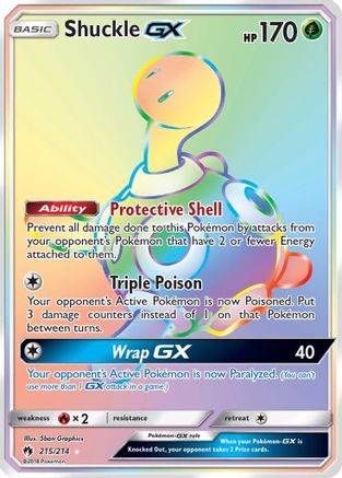 Shuckle GX (Secret) (215)/214 Secret Rare Holofoil