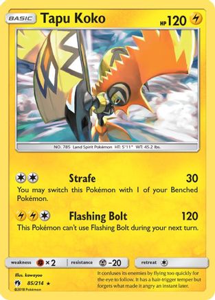 Tapu Koko (85)/214 Holo Rare Reverse Holofoil