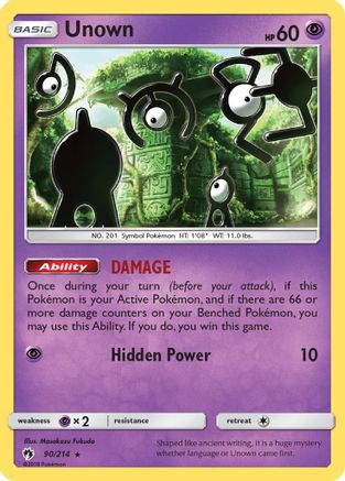 Unown (90) (90)/214 Rare Reverse Holofoil