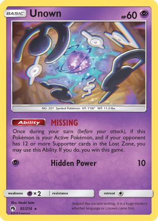Unown (92) (92)/214 Rare