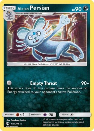 Alolan Persian (119)/214 Rare Reverse Holofoil