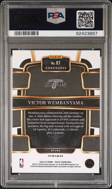 PSA 10 Victor Wembanyama Rookie Green/White/Purple Prizm #87 (Cabinet)