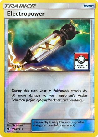 Electropower - 172/214 (League Cup) [Staff] (172) Promo Reverse Holofoil