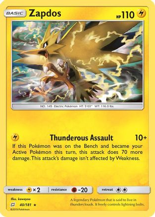 Zapdos (40)/181 Holo Rare Reverse Holofoil