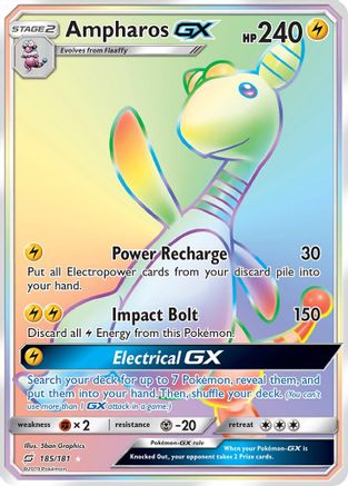 Ampharos GX (Secret) (185)/181 Secret Rare Holofoil