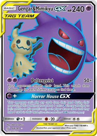 Gengar & Mimikyu GX (Full Art) (164)/181 Ultra Rare Holofoil