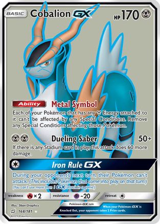Cobalion GX (Full Art) (168)/181 Ultra Rare Holofoil