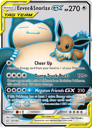 Eevee & Snorlax GX (Full Art) (171)/181 Ultra Rare Holofoil