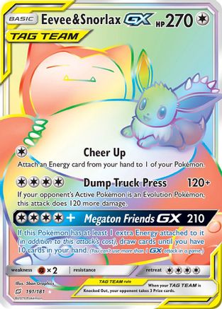 Eevee & Snorlax GX (Secret) (191)/181 Secret Rare Holofoil
