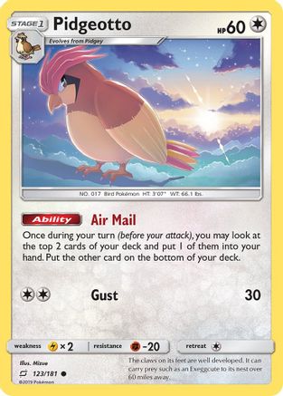 Pidgeotto (123)/181 Common Reverse Holofoil
