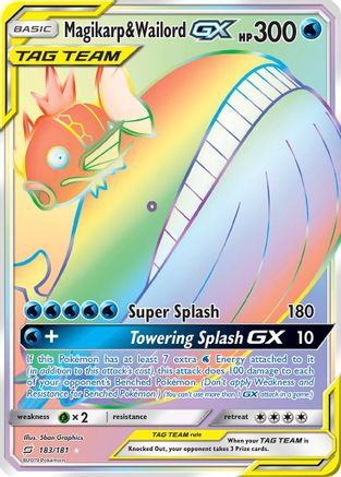 Magikarp & Wailord GX (Secret) (183)/181 Secret Rare Holofoil