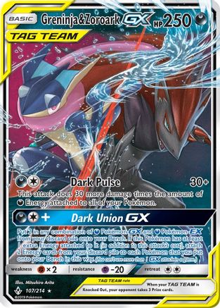 Greninja & Zoroark GX (107)/214 Ultra Rare Holofoil