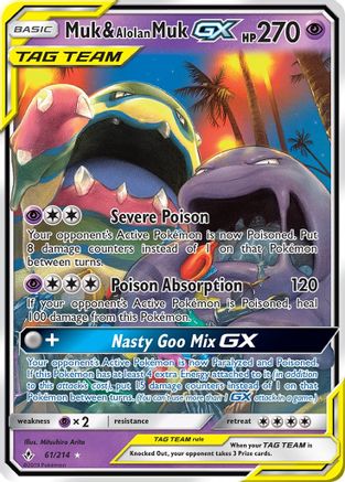 Muk & Alolan Muk GX (61)/214 Ultra Rare Holofoil