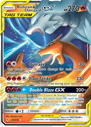 Reshiram & Charizard GX (20)/214 Ultra Rare Holofoil