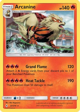 Arcanine (22)/214 Holo Rare Reverse Holofoil